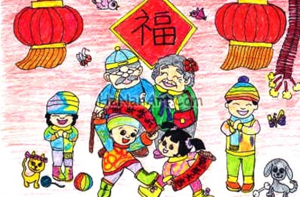2016新年儿童画精选大全 炫彩童心喜迎新春