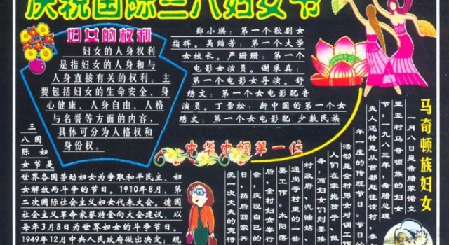 2016年妇女节黑板报设计：维护妇女权益的逐步深入人心