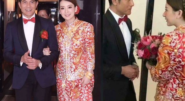 方媛结婚礼服显腰粗 郭富城被起哄亲方媛竟是这种反应