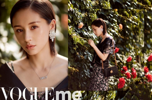 王子文时尚大片曝光 碎花裙皮马甲混搭妩媚帅气
