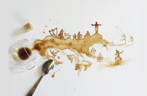 洒倒的咖啡也能成画 欣赏Giulia Bernardelli的咖啡画