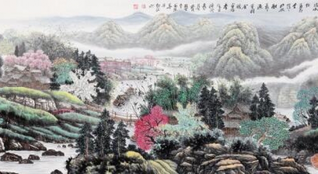 原来客厅山水画还能这般美，这般有韵味！