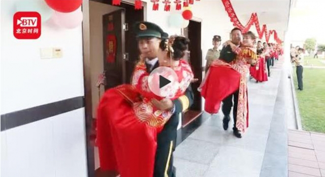 看婚礼看出了阅兵的感觉 军婚惹人羡 网友：仗势娶人