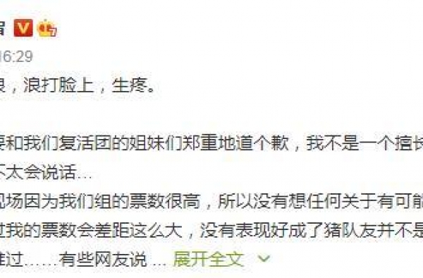 王智向复活团姐姐们道歉：表达可能出现了失误