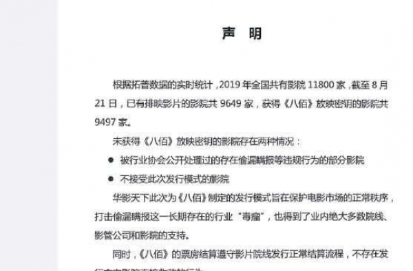 为何向中小影院收保底费？《八佰》发行方回应