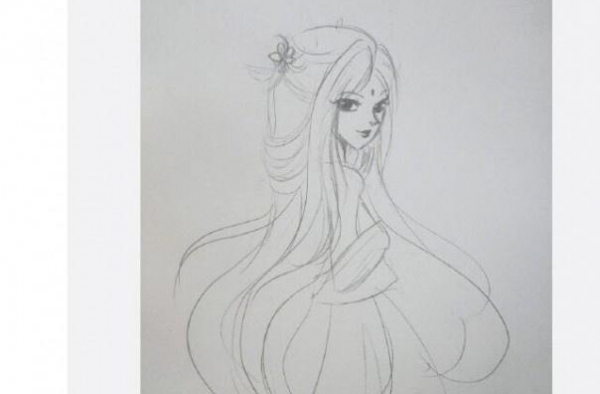 杨幂手绘动漫风美女 曾画出《哪吒》敖丙获好评