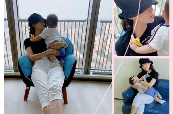 章子怡记录儿子第一次叫妈妈，晒温馨母子合照，弟弟身高优越