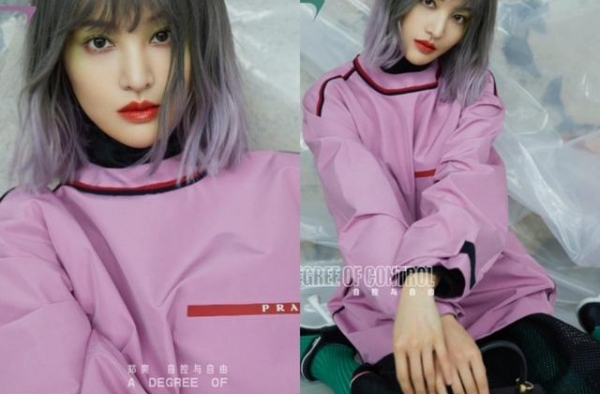 又被郑爽惊艳到！灰紫渐变短发配绿眼影，美出新高度